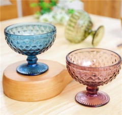 Hand Pressed Ice Cream Cup Pink Green Colored Water Goblets