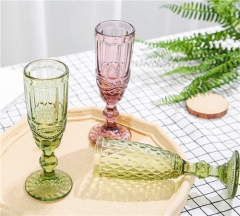 Engraved Diamond Pattern Crystal Champagne Flutes Glass