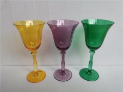 Wholesale Handmade Clear Red Colored Wine Glass With gold sliver rim