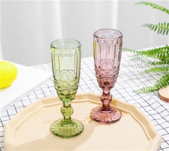 Engraved Diamond Pattern Crystal Champagne Flutes Glass