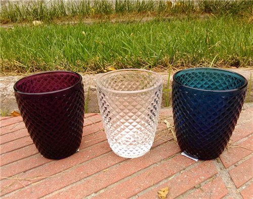 Wedding Usage Multiple Color Glass Water Cup Embossed Cup