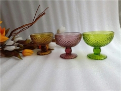 Cup Colored Bottle Beach Embossed Vintage Goblet Pressed Etched Wine Glass Wholesale