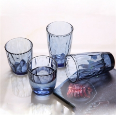 Blue Antique Crystal Cup Glass Tumbler With Tiny Grid Design