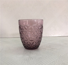 Popular Multiple Color Glass Water Cup Embossed Wine Glass
