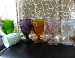 Christmas Wholesale Hand Pressed Colored Wine Thick Glass Goblets