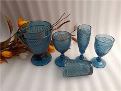 Wholesale Blue Colored Wine Glass Set With Pitcher Juice Jug