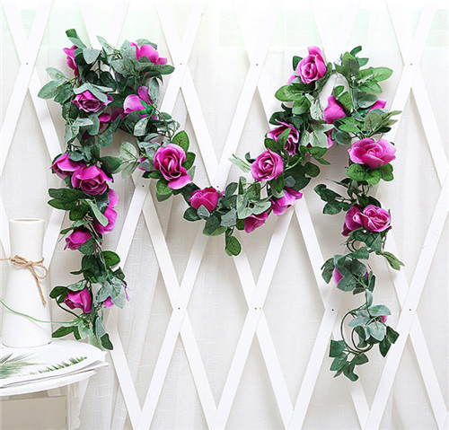 Heads Artificial Flowers Of Rose Wall Hanging For Wedding Decoration Rose Vine