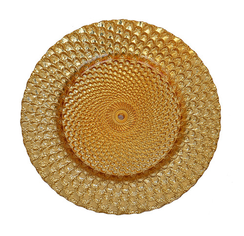 gold peacock charger plate