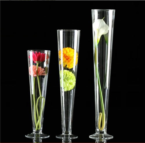 Fashion Tall Unique Style Clear Trumpet Glass Vases