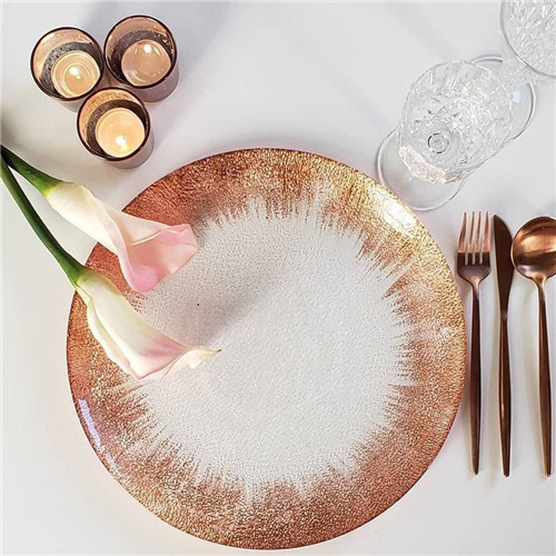 rose gold decorative glass plate