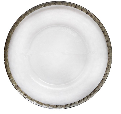 silver rim glass charger plates