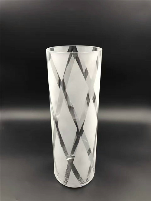 White Frosted Tall Cylinder Clear Glass Vases