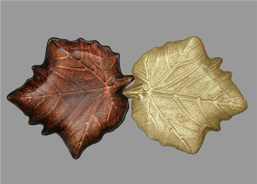 Cheap Wholesale Colorful Dish Glass with Leaf Shape