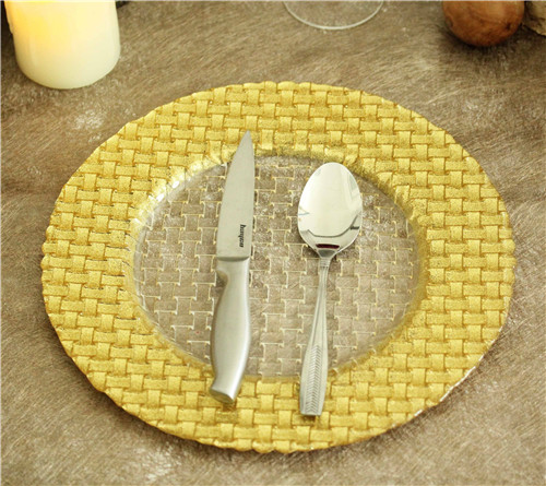 gold glass charger plate