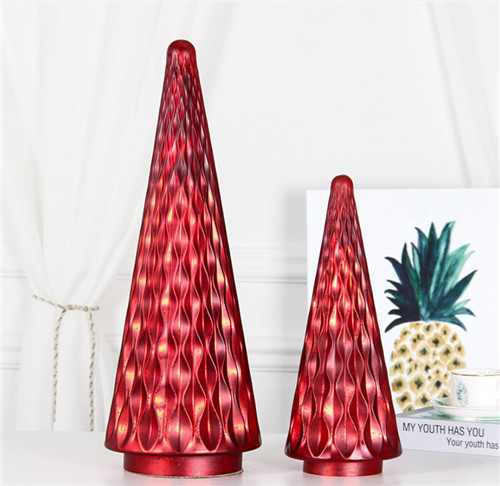 Red Christmas Tree Glass Cover Decoration with LED light