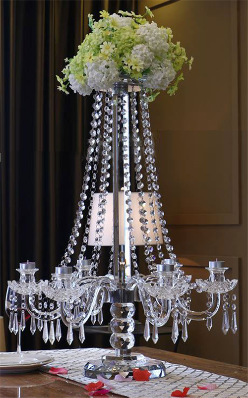 New Design Wedding Centerpieces Crystal Candelabra With Flower Stand