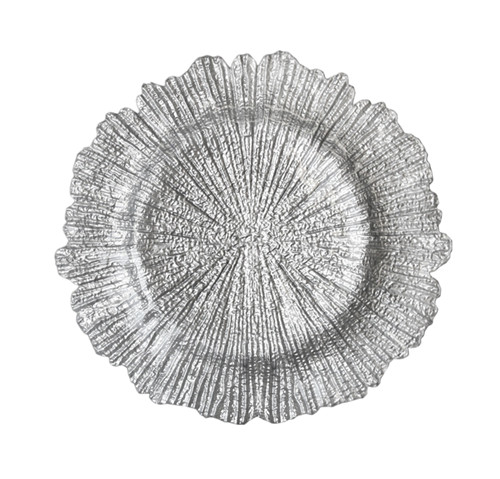 silver florist charger plate