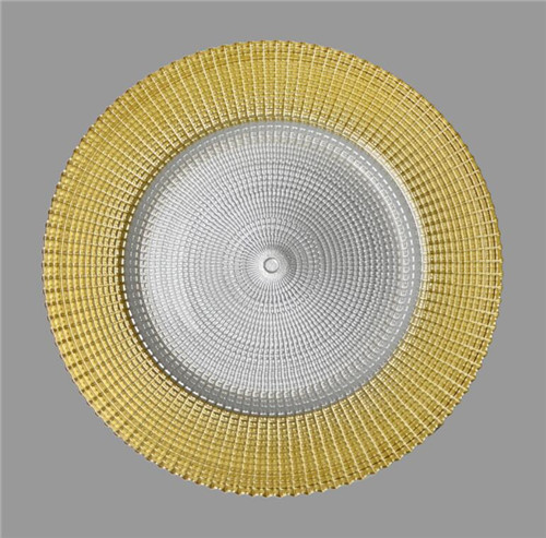 gold rimmed charger plate