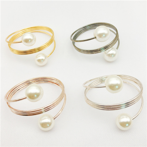 Simple Gold Pearl Napkin Ring Holder For Wedding Event Centerpieces