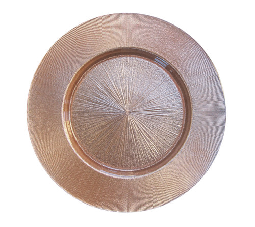 rose gold glass charger plate