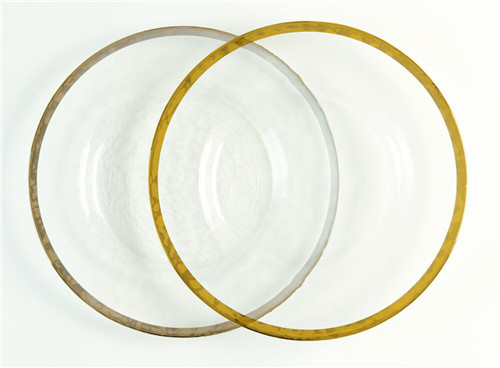 Gold Silver Rim Round Charger Plate