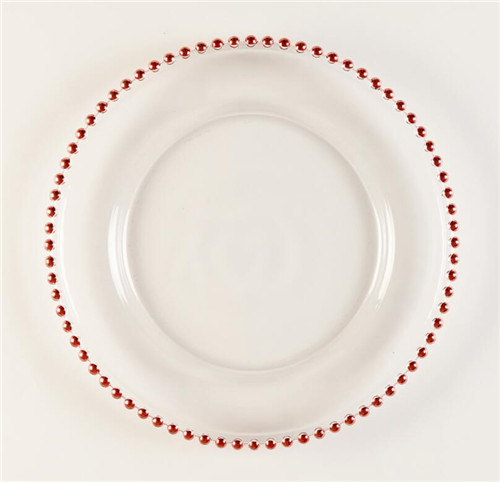 rose gold beaded glass charger plate