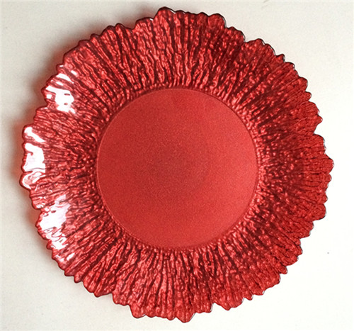 red glass charger plate for wedding