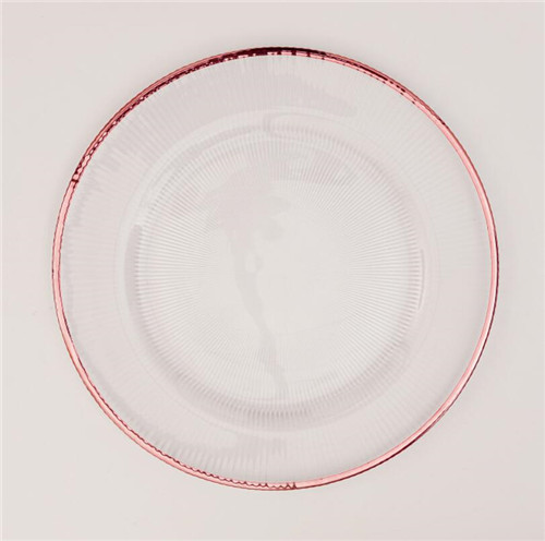 rose gold rimmed glass charger plate