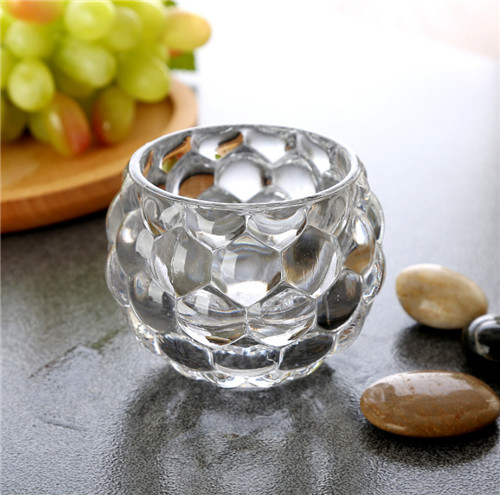 Machine Made Round Clear Glass Vase For Decoration