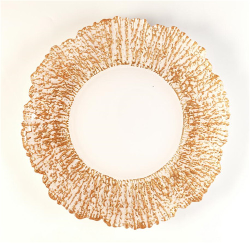 gold rimmed glass charger plates