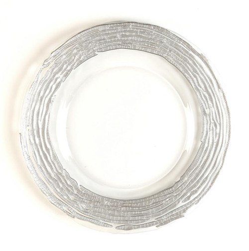 silver rimmed plate charger