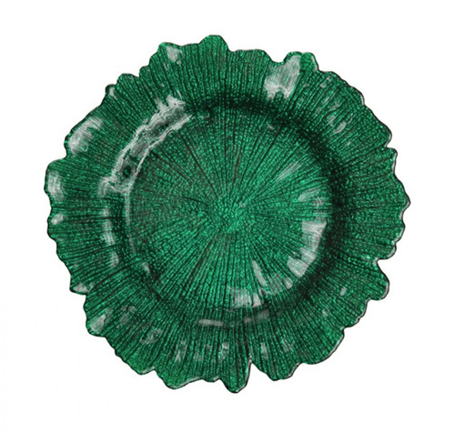green colored reef glass charger plate