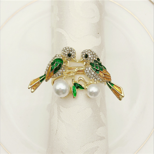 Fashion Cartoon Simple Alloy Paired magpie Napkin Ring Wholesale