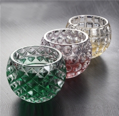 Elegant Round Glass Candle Holder With Multi Design