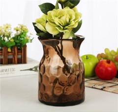 Factory Wholesale Solid Color Glass Flower Container Hammered Small Vase For Tabletop Decoration