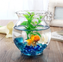 Factory Outlet Transparent Lace Fish Tank Aquarium Glass Round Clear Vase Mini Betta Fish Tank