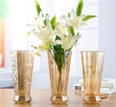 Custom Modern Cone Golden Stained Glass Flower Vase