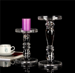 Factory Wholesale Clear 19 cm 27 cm 35 cm Tall Glass Crystal Candle Holder Table Candles Gifts