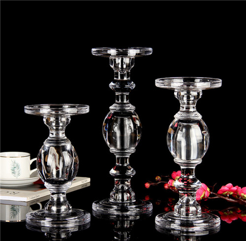 Vintage Clear Crystal Tea Light Pillar Votive Candle Stick Stand Holders Decorative For Wedding Table Christmas Decoration