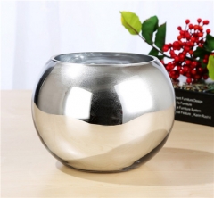 Handmade Decoration Table Centerpiece Silvering Round Glass Flower Vase