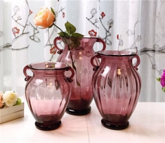 Wholesale Design Colorful Modern Tabletop Decorative Flower Glass Vase With Two Ears