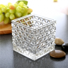 Factory Directly Sale Machine Made Square Clear Glass Vase