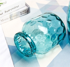 Nordic Blue Colored Glass Insertions And Light Luxury Decorations Lily Shaped Glass Vase For Living Room