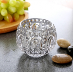 Machine Made Round Clear Glass Vase For Decoration