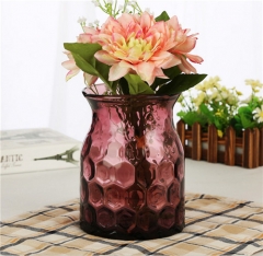 Factory Wholesale Solid Color Glass Flower Container Hammered Small Vase For Tabletop Decoration