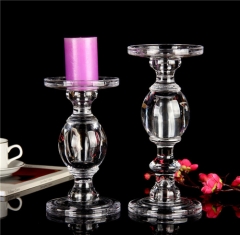 Vintage Clear Crystal Tea Light Pillar Votive Candle Stick Stand Holders Decorative For Wedding Table Christmas Decoration