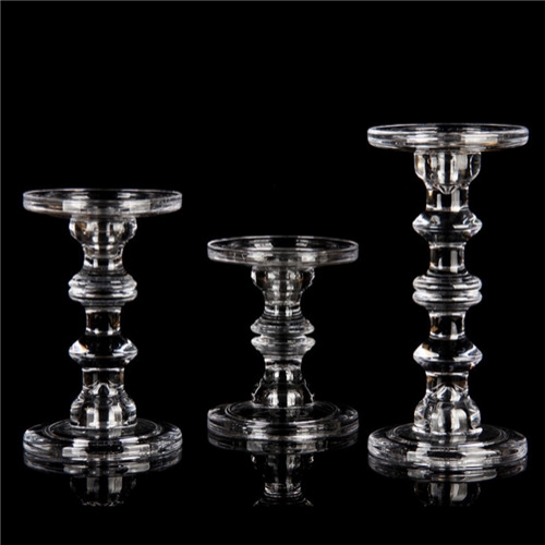 Set of 3 pieces Home Decoration Simple Set Clear Glass Candle Holder