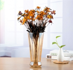 Custom Modern Cone Golden Stained Glass Flower Vase