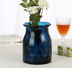 Factory Wholesale Solid Color Glass Flower Container Hammered Small Vase For Tabletop Decoration