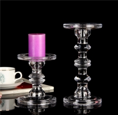 Clear Crystal Glass Pillar Candle Stand Glass Tea Light Tealight Candle Stick Holders For Church Wedding Table Decorations